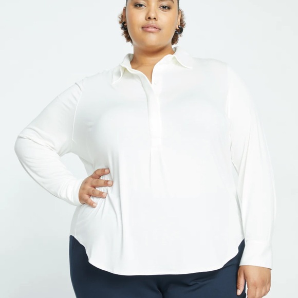 Universal Standard Tops - NWT Universal Standard Elbe Liquid Jersey Long Sleeve Half-Placket Button Down